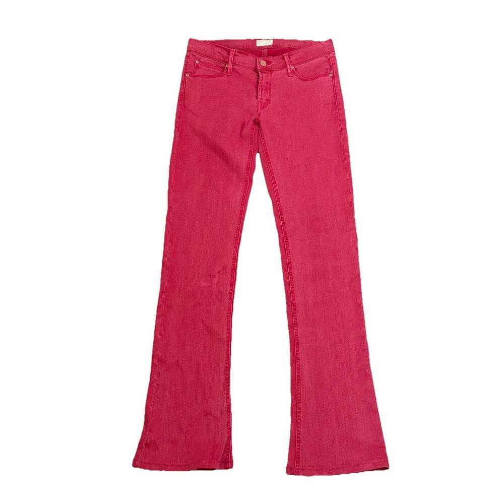 Mother The Runaway Pop Skinny Flare Jeans 28 Carnation Pink Low Rise Stretch